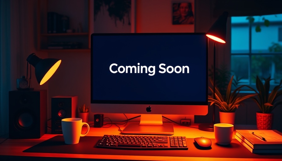 Warmly lit desk with computer displaying 'UStudioBytes Coming Soon'.