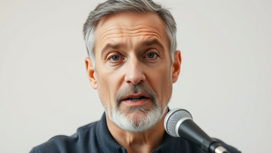 Middle-aged man discussing health tips, related to '1 Cup a Day to Remove Liver Fat'.