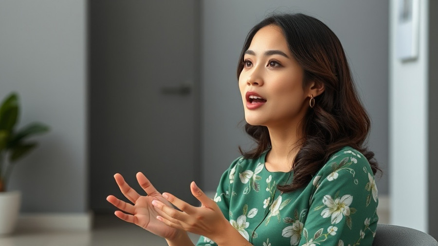 Young woman discussing reversing 20 years of heart aging in an interview setting.