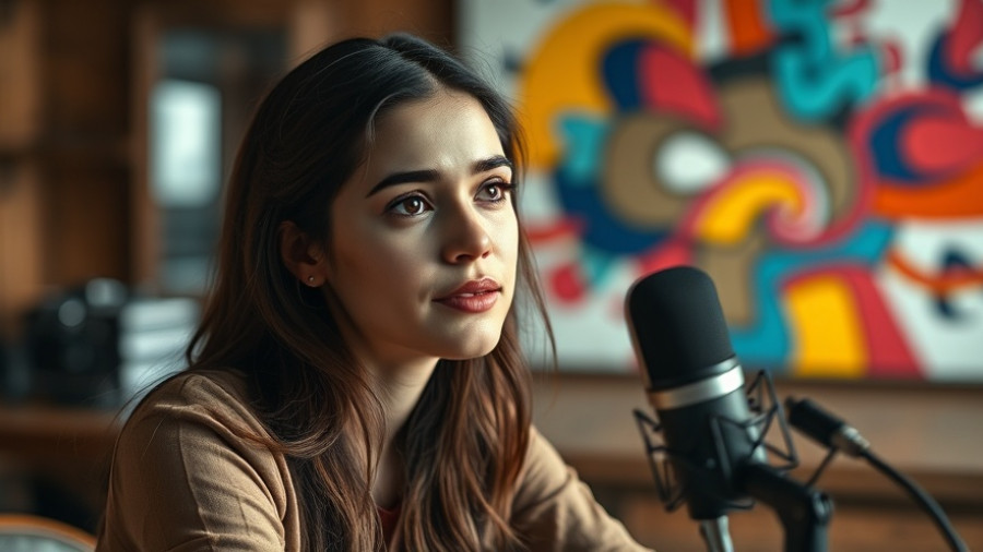 Woman speaking on podcast about food order