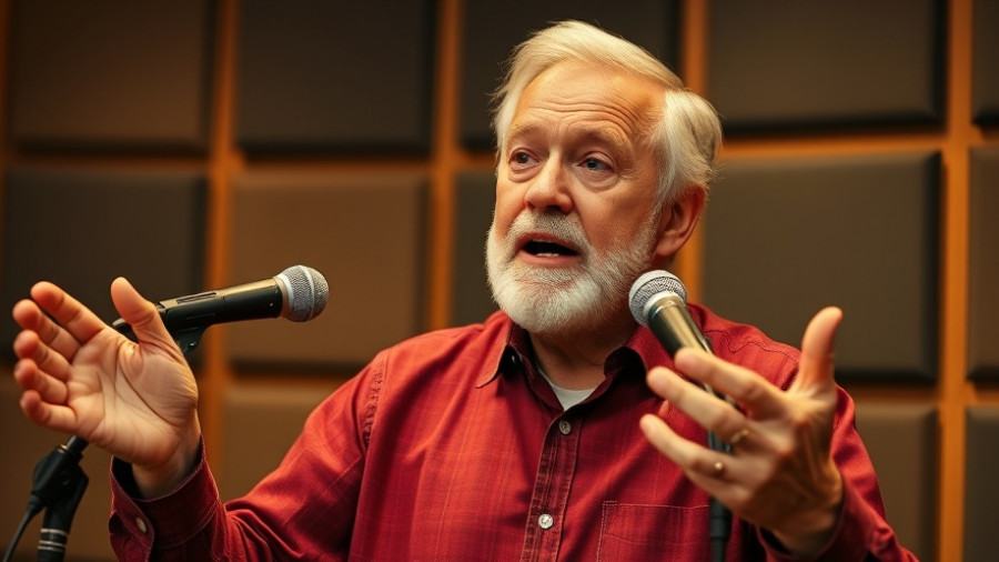 Man passionately talking in a studio, your gut is controlling your cravings.