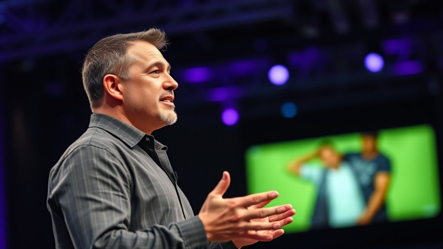 Stages of Life for Success and Growth: Speaker in spotlight delivering a speech.