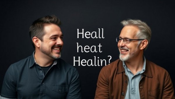 Bioenergetics health solutions discussion with two men, healing focus.