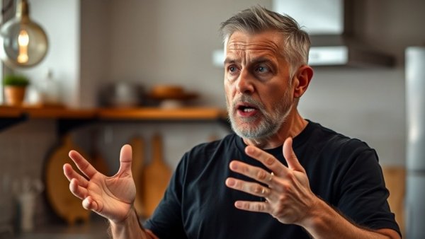 Middle-aged man speaking about why whole foods matter in a modern kitchen.