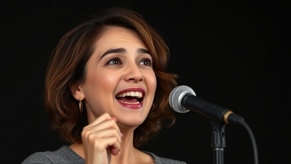 Enthusiastic woman discussing avocado and kale benefits.