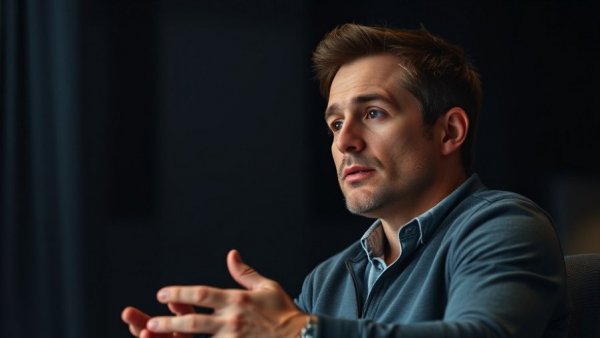 Attentive speaker discussing tracking sleep quality correctly, cinematic photo.