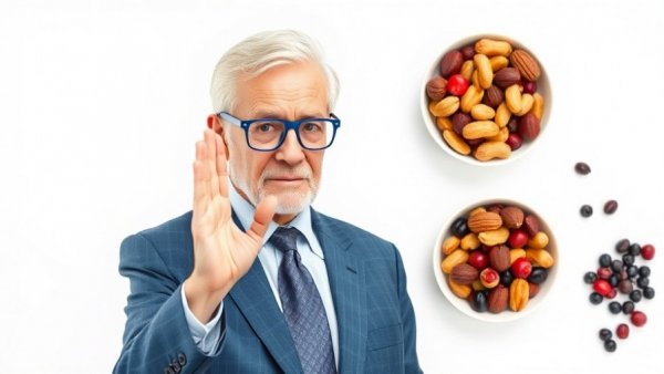 Protein for workouts advice from elderly man with snacks and text overlay.