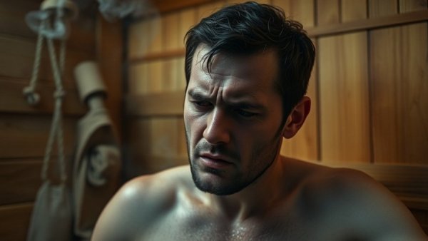 Sauna heat warning scene highlighting discomfort; keep your sauna below 200 ºF.