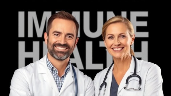 Promotional image for immune system cancer prevention with two health experts.