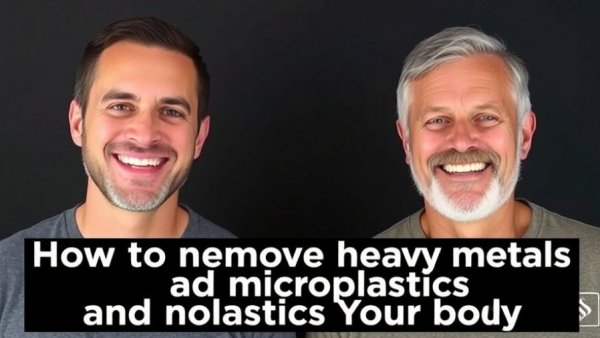 Two men in podcast about peptides and microplastics affecting gut health.