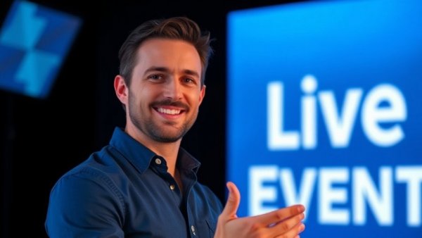 Professional man promoting effective productivity solutions live event.