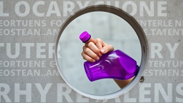 Hand with vibrant water bottle emerging from hole, Water Bottle Trend.