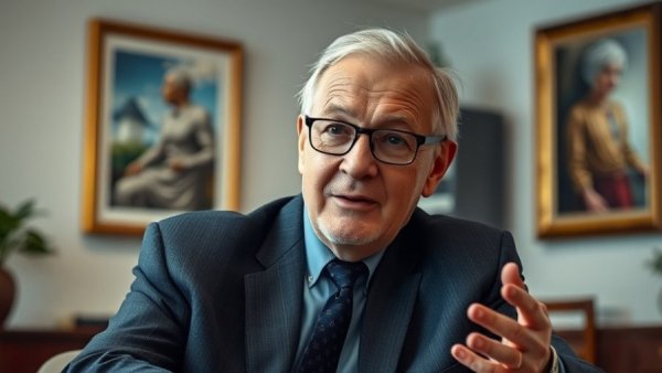 Older man in office discussing health, Milk is Loaded with Sugar.