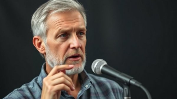 Middle-aged man talking into a microphone about worst drinks for your liver.