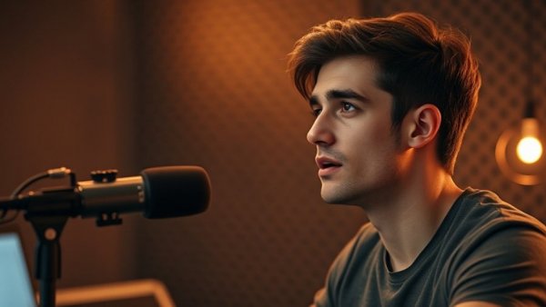 Podcast discussion on mental health in a cozy studio setting.