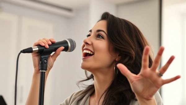 Enthusiastic woman speaking about 'How Movement Rebuilt Her Body', soft lighting.