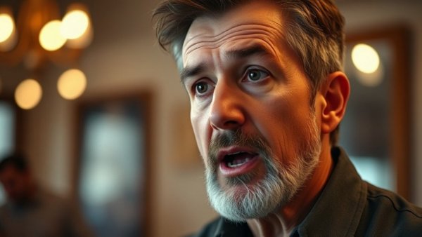 Mature man discussing in warm indoor setting, toxic environment in your mind.