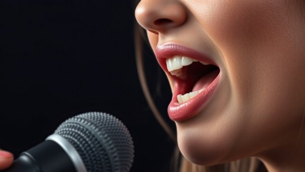 Close-up of a woman speaking into a microphone about should you avoid gluten.