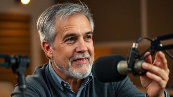 Middle-aged man discussing nutrition myths in a podcast studio.