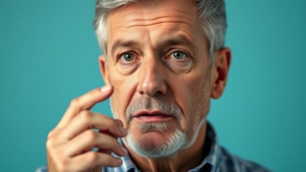 Middle-aged man discussing energy drink liver damage, serious expression.