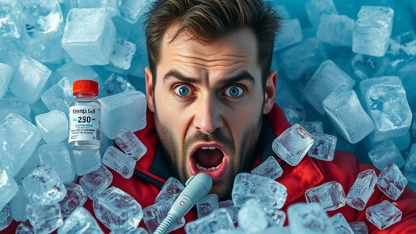 Man surrounded by biohacks in ice bath, exploring celebrity biohacks.