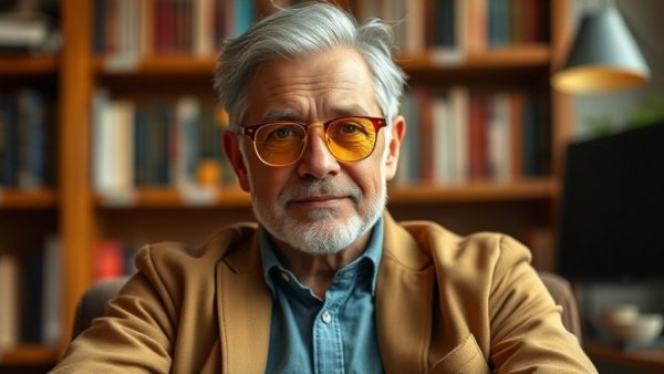 Executive in cozy office, Valentine's Day inspiration, stylish look.