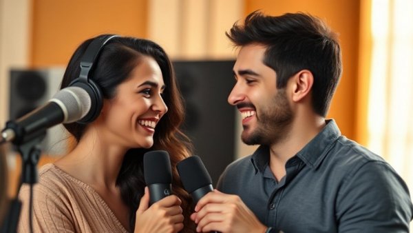 Couple sharing a romantic moment in a studio setting