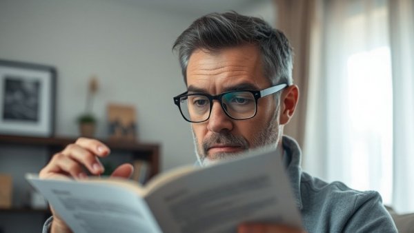 Man explaining how to achieve 20/20 vision, wearing tinted glasses.