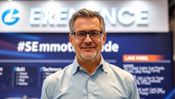 Professional man promoting event, productivity solutions for stress management.