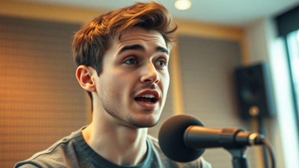 Young man discussing in a studio, highlighting social connections for aging.