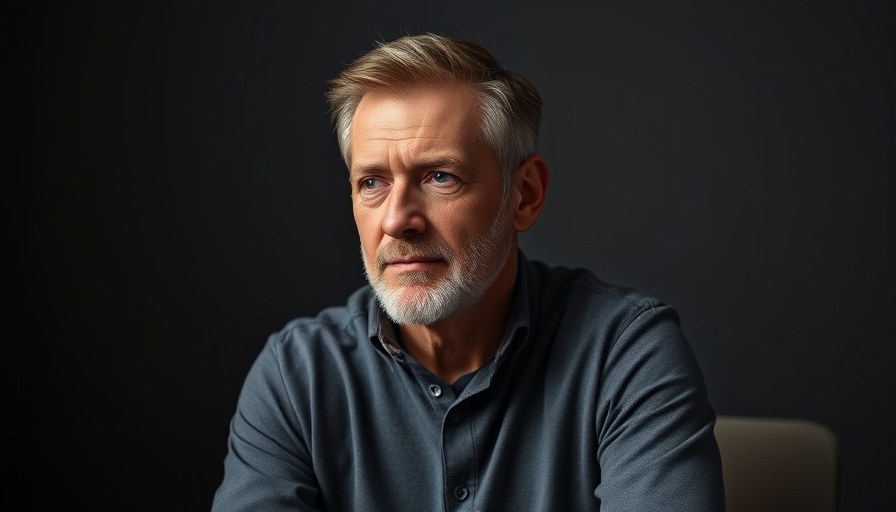 Contemplative middle-aged man reflecting on stress impact on health.