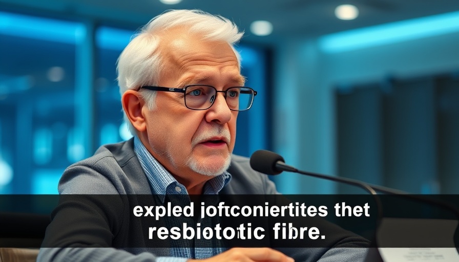 Elderly man discussing prebiotic fiber on a podcast, indoor setting.