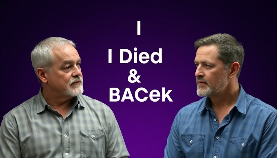 Near death experience of Jeff Olsen discussed by two men with text overlay.