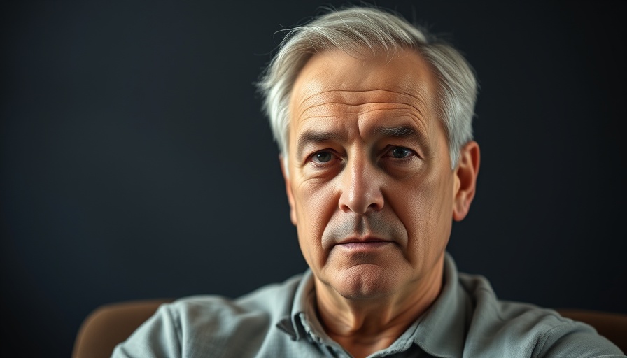 Middle-aged man in a cinematic portrait, indoor setting.