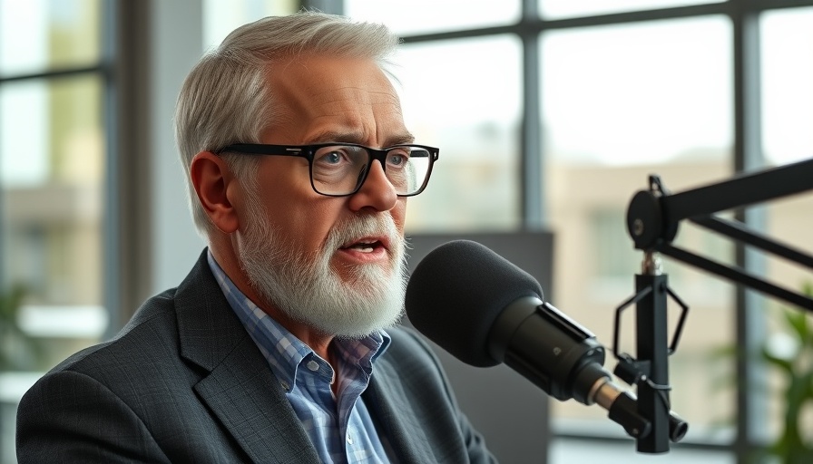 Older man discussing protein intake in a podcast studio; Are you eating too much protein.