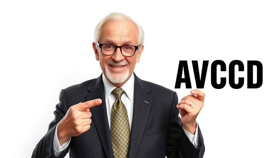Elderly man pointing at avocado promoting health benefits.
