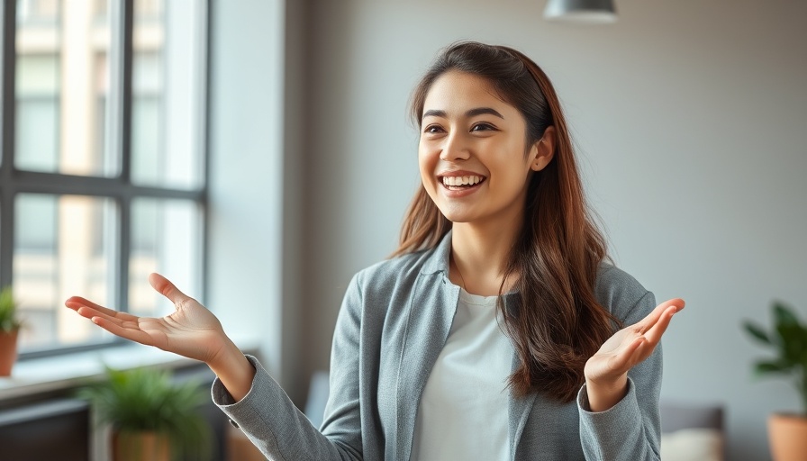 Young woman discussing brain health in aging, indoor setting.
