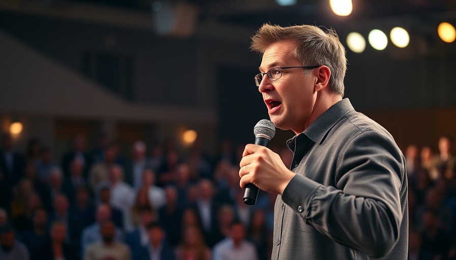 Speaker delivering a dynamic talk for productivity inspiration.
