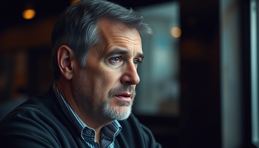 Thoughtful mature man discusses healing topics indoors