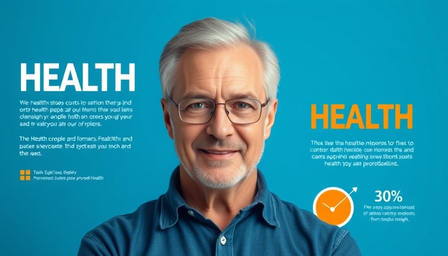 Confident man promoting live show about health, blue background.