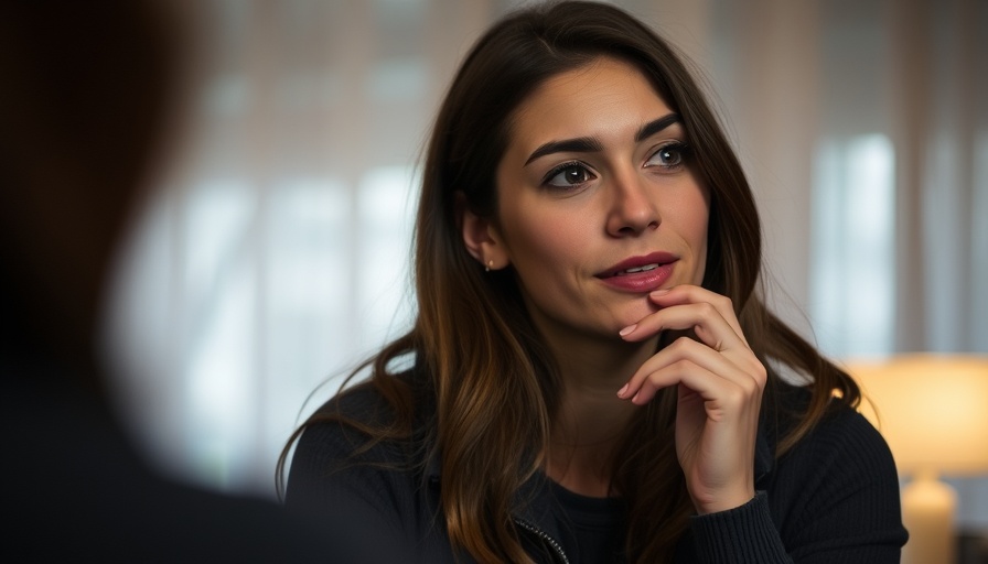 Woman discussing optimal sleep and digestion in a thoughtful manner.