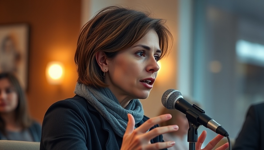 Woman speaking into microphone to level up your health.