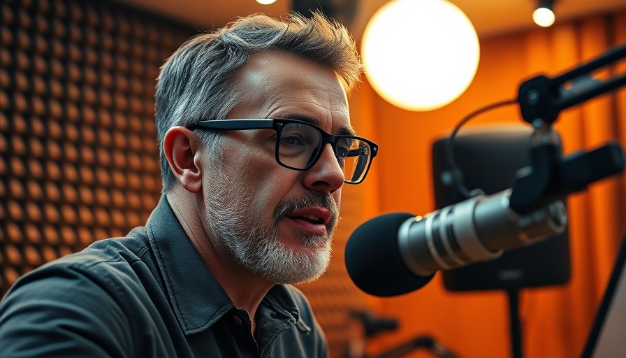Middle-aged man discussing biohacking on a budget in a podcast studio.