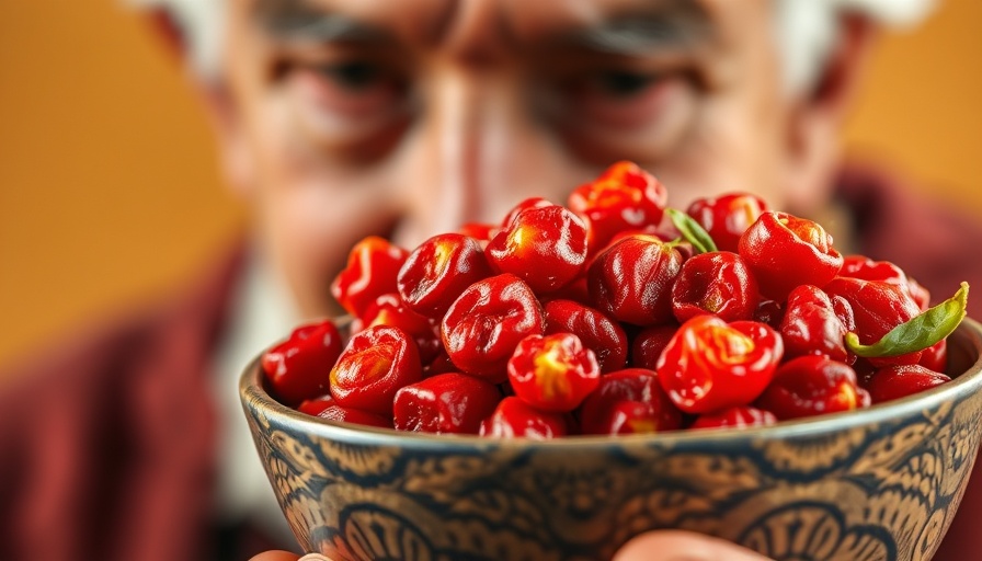 Goji berries warning with concerned man