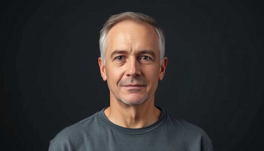 Middle-aged man with neutral expression on dark background.