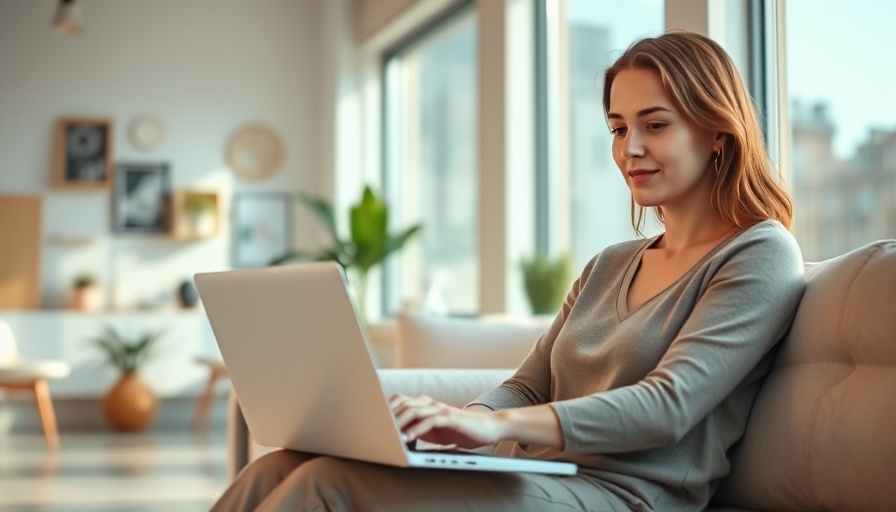 Reset Day for Productivity: Relaxed woman with laptop in bright room.