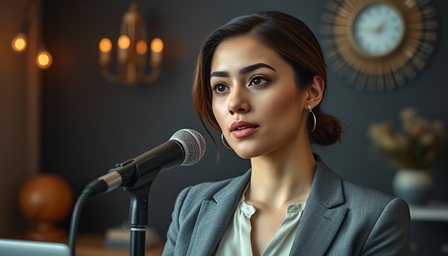 Professional woman discussing productivity challenges in a studio.