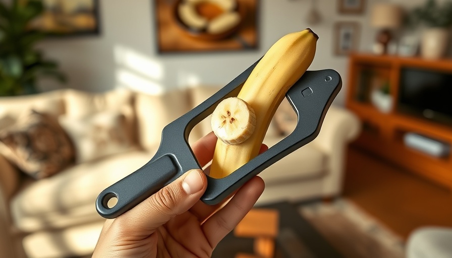 Amusing banana slicer in living room, illustrating how social media fuels useless products.