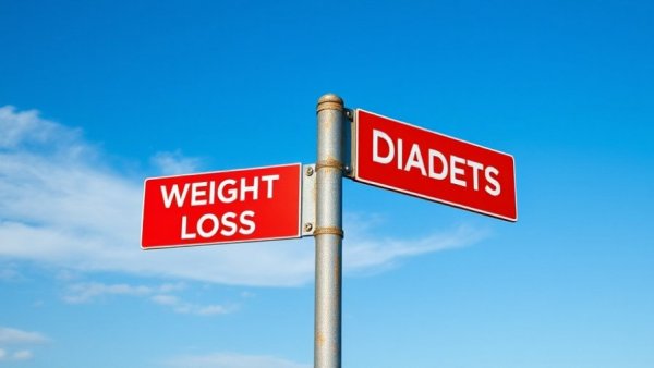 Bariatric surgery diabetes link directional signpost with blue sky.