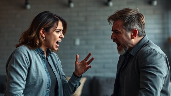 Couple in heated argument highlighting need for relationship therapy.